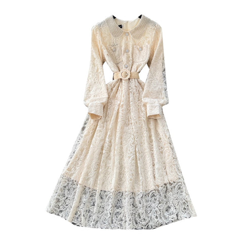 Doll Collar Beaded Embroidery Dress