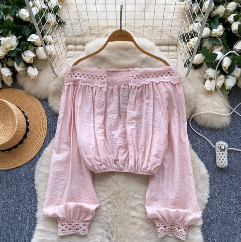 Off-shoulder Lace Patchwork Top