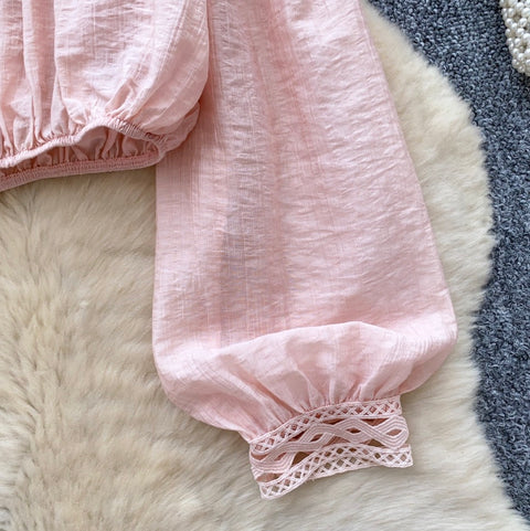 Off-shoulder Lace Patchwork Top