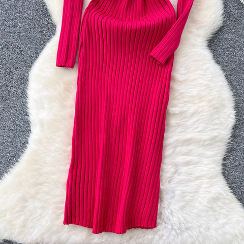 V-neck Tip-stripe Sweater Dress