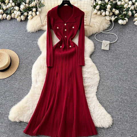 Premium Doll Collar Knitted Dress