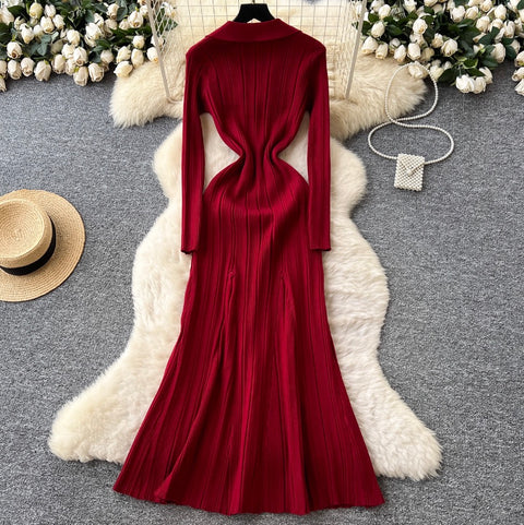 Premium Doll Collar Knitted Dress