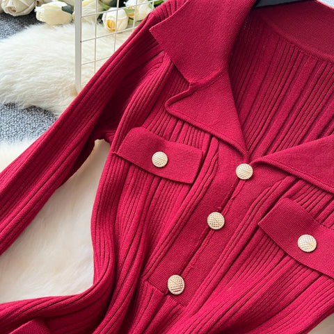 Premium Doll Collar Knitted Dress