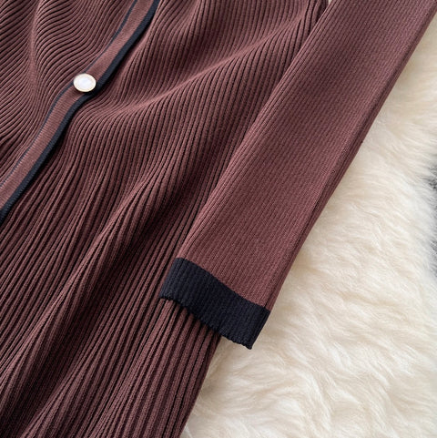 V-neck Fishtail Cardigan Dress