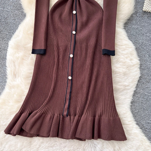 V-neck Fishtail Cardigan Dress