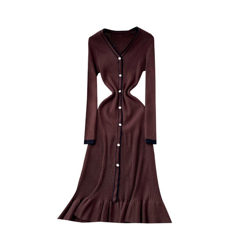 V-neck Fishtail Cardigan Dress