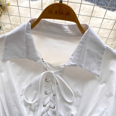 Chic Lace-up Waist-slimming Shirt
