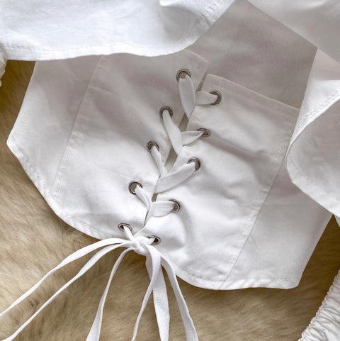 Chic Lace-up Waist-slimming Shirt