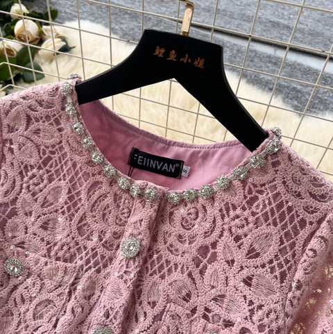 Beaded Cardigan & Skirt Lace 2Pcs