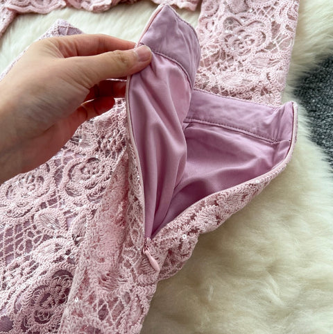 Beaded Cardigan & Skirt Lace 2Pcs