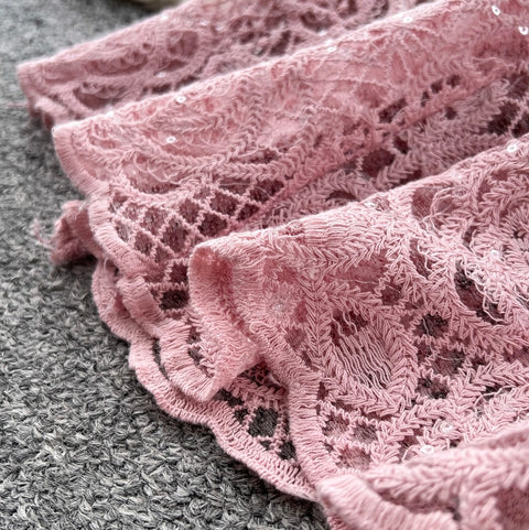 Beaded Cardigan & Skirt Lace 2Pcs