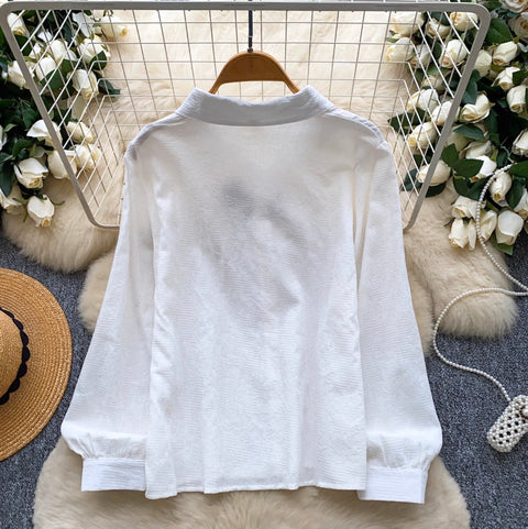 Rose Embroidery White Shirt