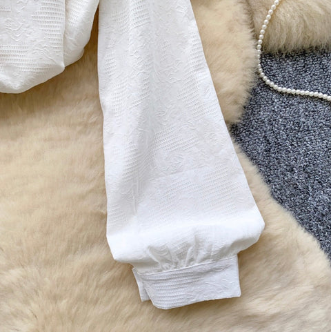 Rose Embroidery White Shirt