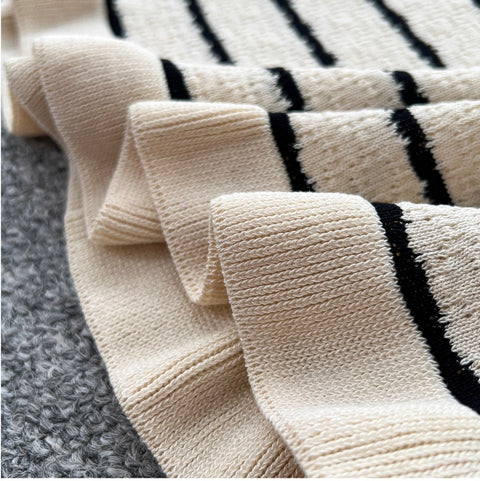 Striped Cardigan & Skirt Knitted 2Pcs