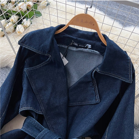 Lace-up Top & Jeans Denim 2Pcs