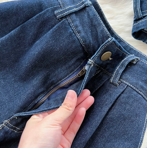 Lace-up Top & Jeans Denim 2Pcs