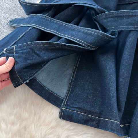 Lace-up Top & Jeans Denim 2Pcs