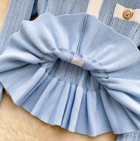 Metal Button Ruffled Cardigan