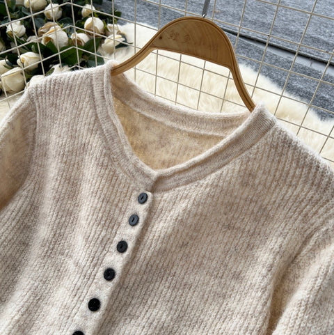 Single-breasted Cardigan & Skirt Knitted 2Pcs