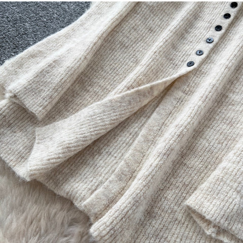 Single-breasted Cardigan & Skirt Knitted 2Pcs