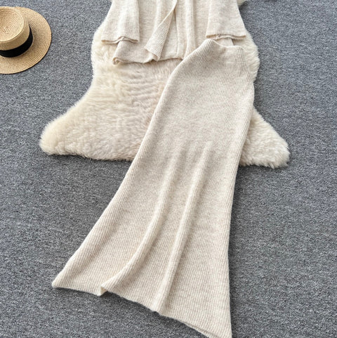 Single-breasted Cardigan & Skirt Knitted 2Pcs