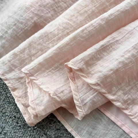 Lace-up Shirt & Half-body Skirt 2Pcs