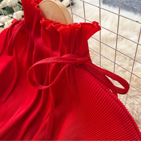 High-end Stand Collar Ruffled Dress