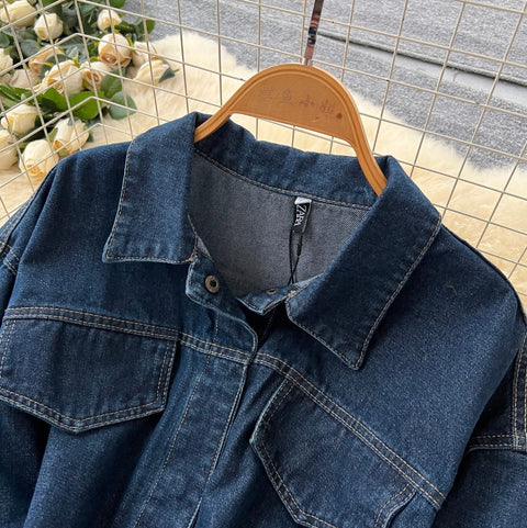Lapeled Jacket & Jeans Denim 2Pcs