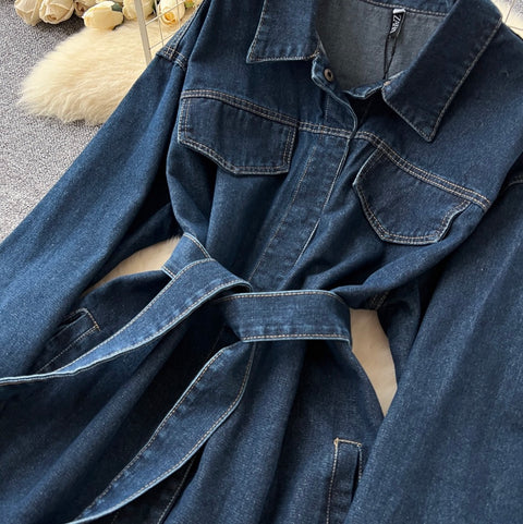 Lapeled Jacket & Jeans Denim 2Pcs