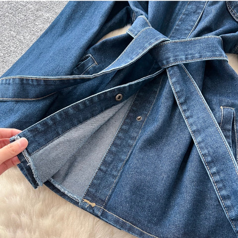Lapeled Jacket & Jeans Denim 2Pcs