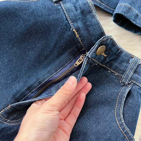Lapeled Jacket & Jeans Denim 2Pcs