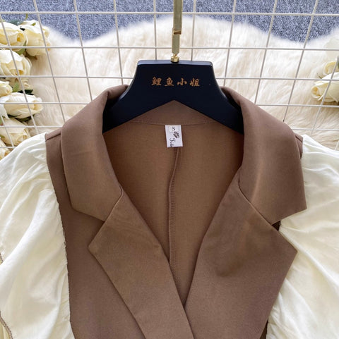 Suit Collar Lace-up A-line Dress