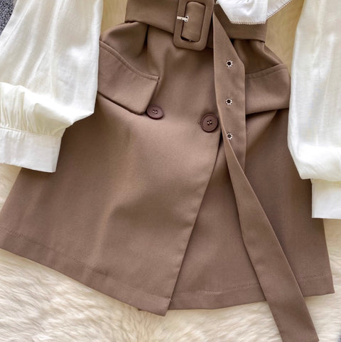 Suit Collar Lace-up A-line Dress