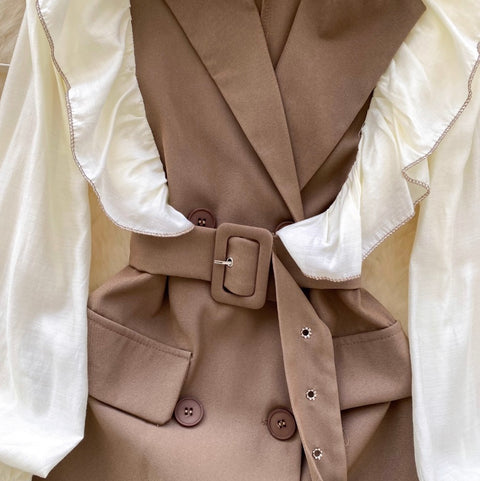 Suit Collar Lace-up A-line Dress