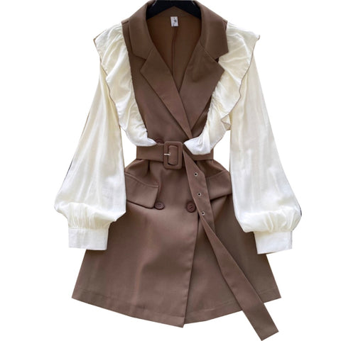 Suit Collar Lace-up A-line Dress