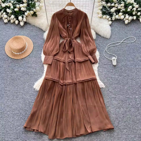 Flared Sleeve Flowing A-line Dress