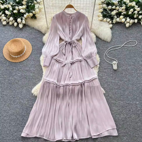 Flared Sleeve Flowing A-line Dress