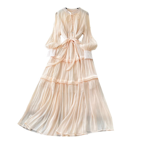 Flared Sleeve Flowing A-line Dress