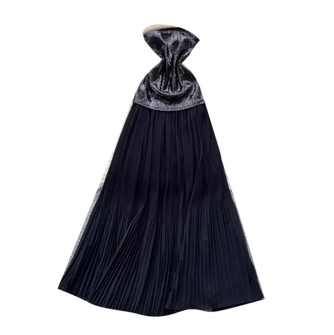 Sequined Patchwork Black Mesh Dress