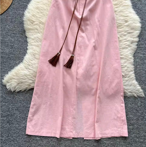 Niche Deign Shirt Dress with Belt