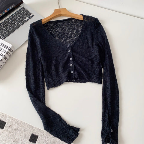 Korean Style V-neck Short Cardigan