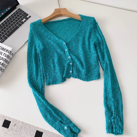 Korean Style V-neck Short Cardigan
