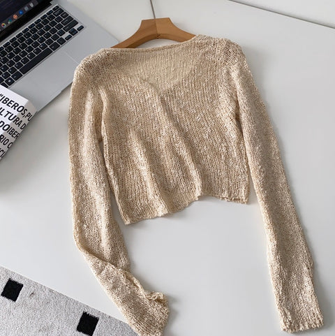 Korean Style V-neck Short Cardigan