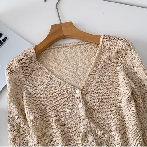 Korean Style V-neck Short Cardigan