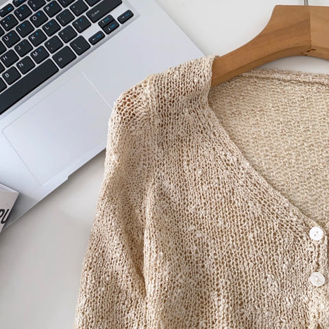 Korean Style V-neck Short Cardigan