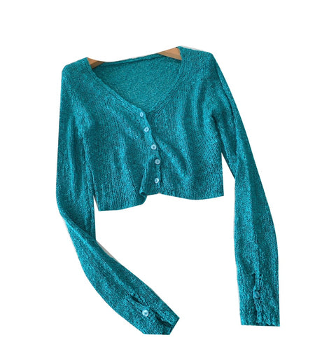 Korean Style V-neck Short Cardigan
