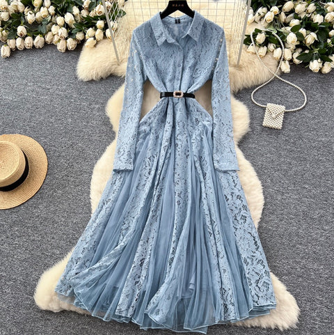 Crochet Lace Patchwork Mesh Dress