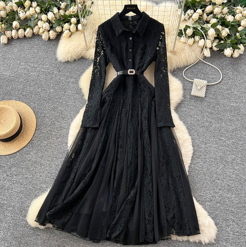 Crochet Lace Patchwork Mesh Dress