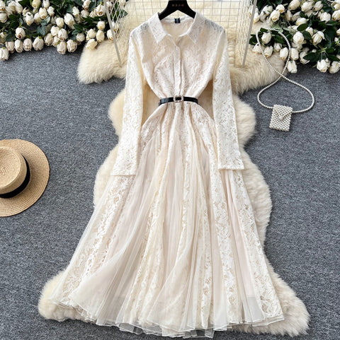 Crochet Lace Patchwork Mesh Dress