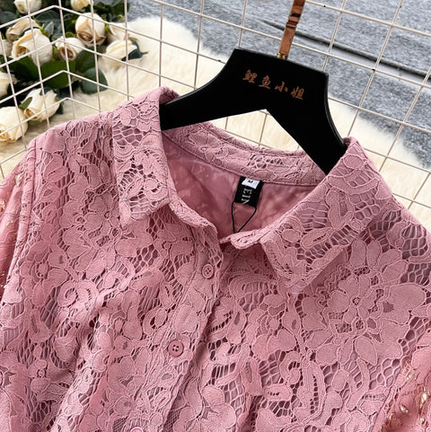 Crochet Lace Patchwork Mesh Dress